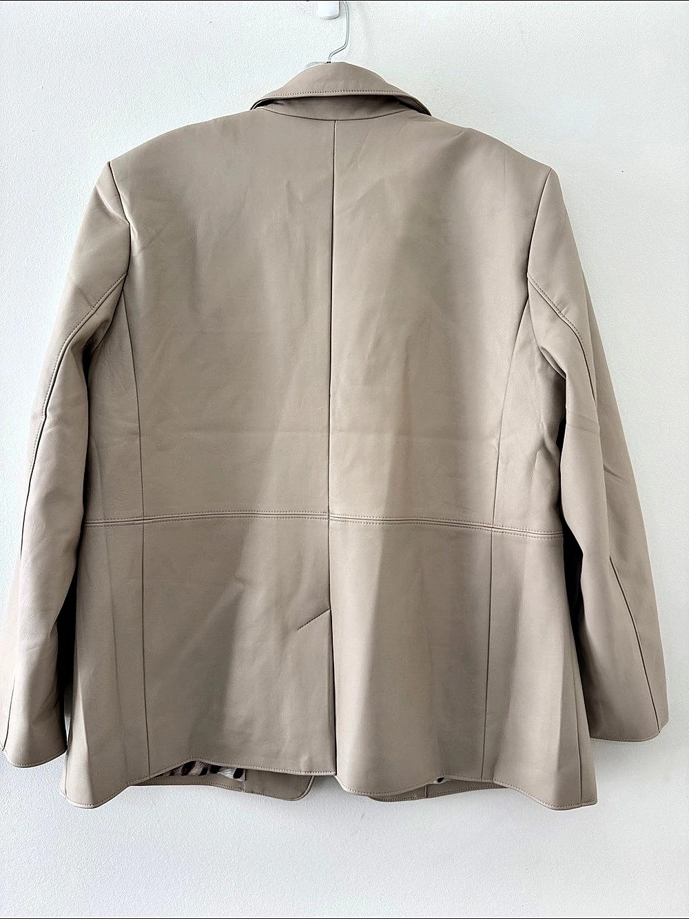 Chicos Faux Leather Blazer Beige Size 3 (16) - Picture 2 of 9